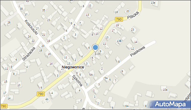 Niegowonice, Pilicka, 7, mapa Niegowonice