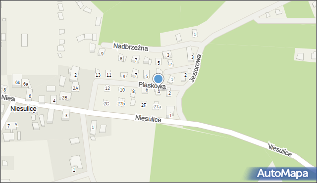 Niesulice, Piaskowa, 4, mapa Niesulice