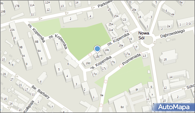 Nowa Sól, Piłsudskiego Józefa, marsz., 19c, mapa Nowa Sól