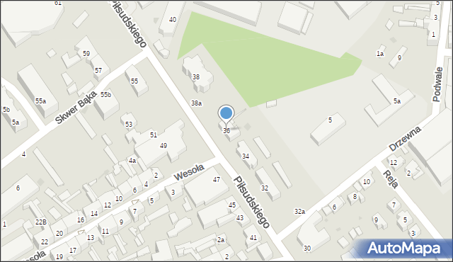 Nowa Sól, Piłsudskiego Józefa, marsz., 36, mapa Nowa Sól