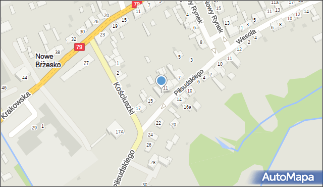 Nowe Brzesko, Piłsudskiego Józefa, marsz., 13, mapa Nowe Brzesko