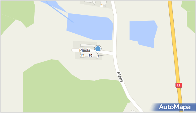 Nowe Miasto nad Wartą, Piaski, 3, mapa Nowe Miasto nad Wartą