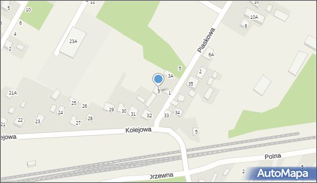 Nurzec-Stacja, Piaskowa, 3, mapa Nurzec-Stacja