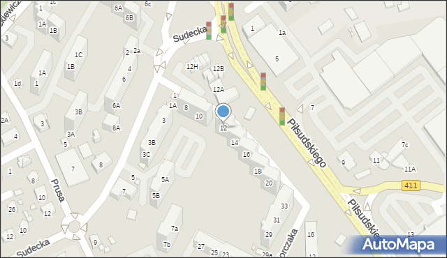 Nysa, Piłsudskiego Józefa, marsz., 12, mapa Nysy