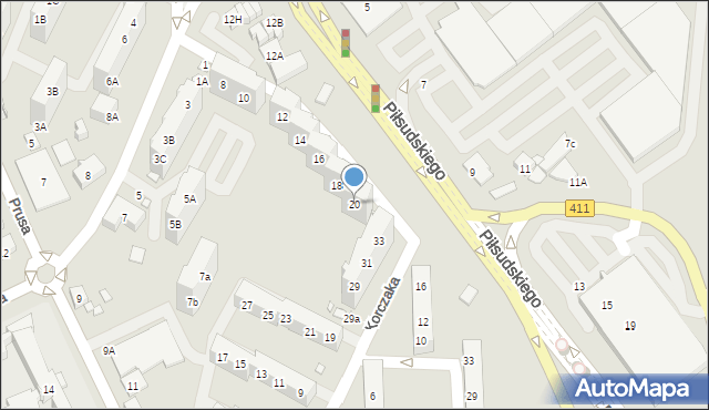 Nysa, Piłsudskiego Józefa, marsz., 20, mapa Nysy