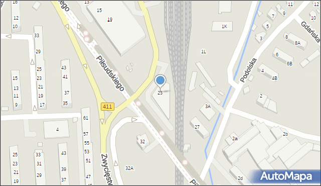 Nysa, Piłsudskiego Józefa, marsz., 23, mapa Nysy