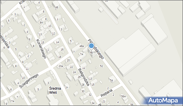 Nysa, Piłsudskiego Józefa, marsz., 50, mapa Nysy