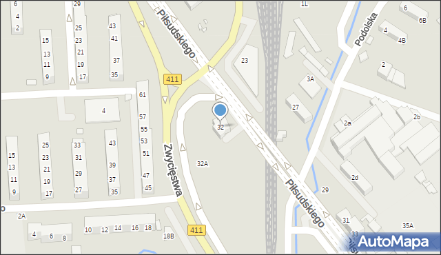 Nysa, Piłsudskiego Józefa, marsz., 32, mapa Nysy