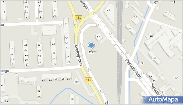 Nysa, Piłsudskiego Józefa, marsz., 32A, mapa Nysy