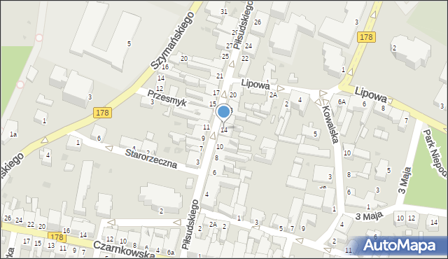 Oborniki, Piłsudskiego Józefa, marsz., 14, mapa Oborniki