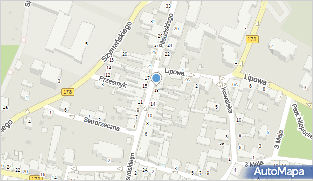 Oborniki, Piłsudskiego Józefa, marsz., 18, mapa Oborniki