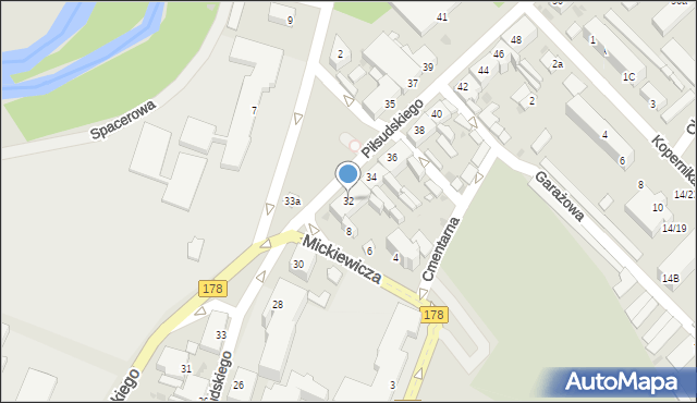 Oborniki, Piłsudskiego Józefa, marsz., 32, mapa Oborniki