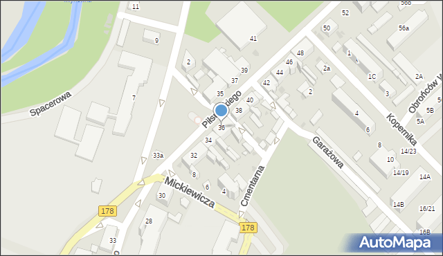 Oborniki, Piłsudskiego Józefa, marsz., 36, mapa Oborniki