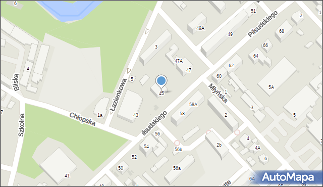 Oborniki, Piłsudskiego Józefa, marsz., 45, mapa Oborniki