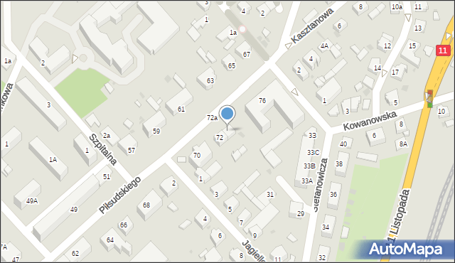 Oborniki, Piłsudskiego Józefa, marsz., 74, mapa Oborniki