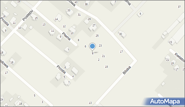 Okuniew, Piwna, 4, mapa Okuniew