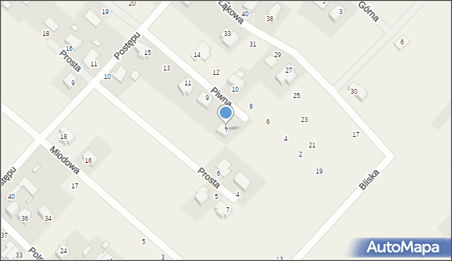 Okuniew, Piwna, 7, mapa Okuniew