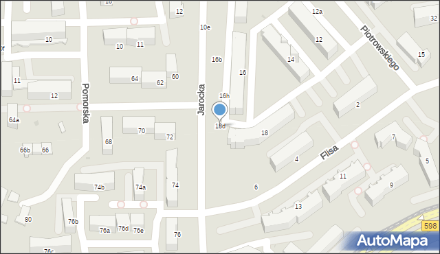 Olsztyn, Piotrowskiego Floriana, 18d, mapa Olsztyna