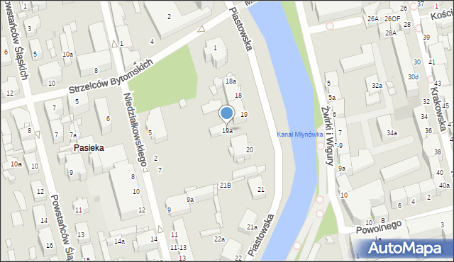 Opole, Piastowska, 19a, mapa Opola