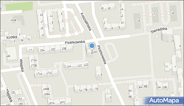 Opole, Piotrkowska, 13, mapa Opola