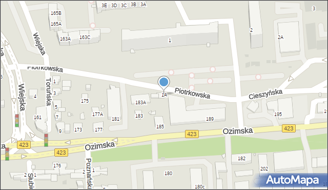 Opole, Piotrkowska, 1A, mapa Opola