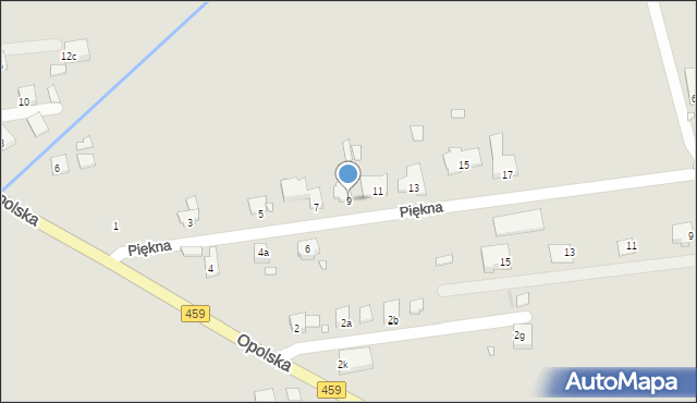 Opole, Piękna, 9, mapa Opola