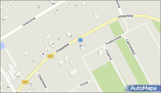 Osieck, Pilawska, 1B, mapa Osieck