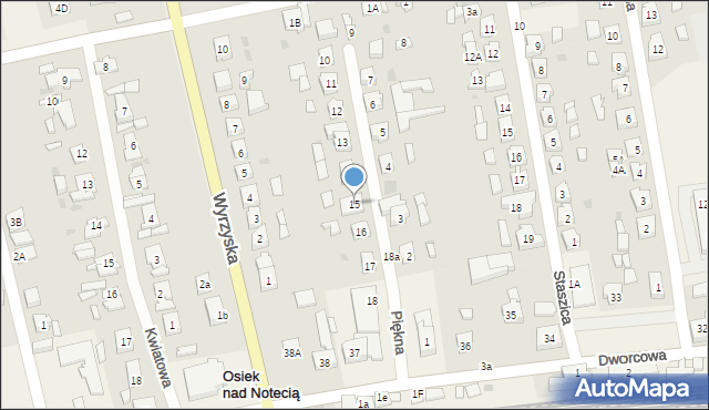 Osiek nad Notecią, Piękna, 15, mapa Osiek nad Notecią