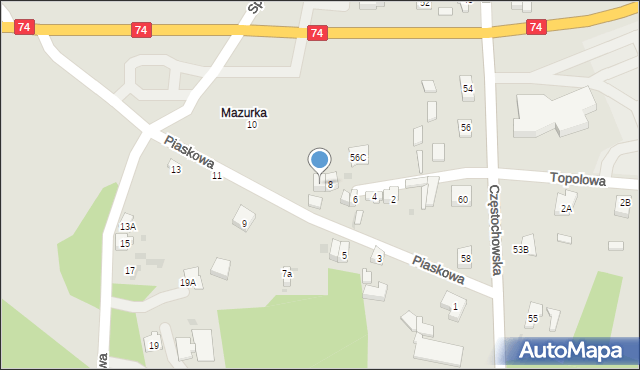 Osjaków, Piaskowa, 8B, mapa Osjaków