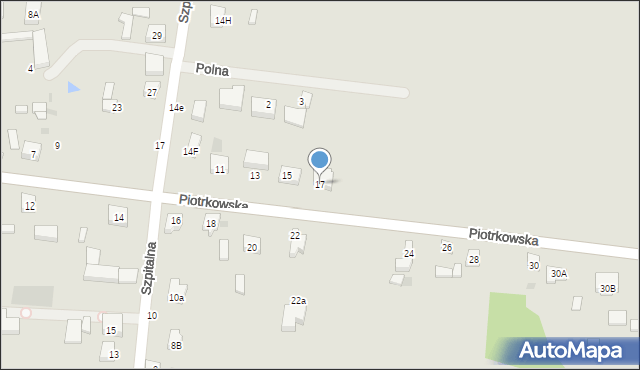 Osjaków, Piotrkowska, 17, mapa Osjaków