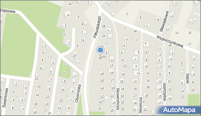 Osolin, Piłsudskiego Józefa, marsz., 20, mapa Osolin