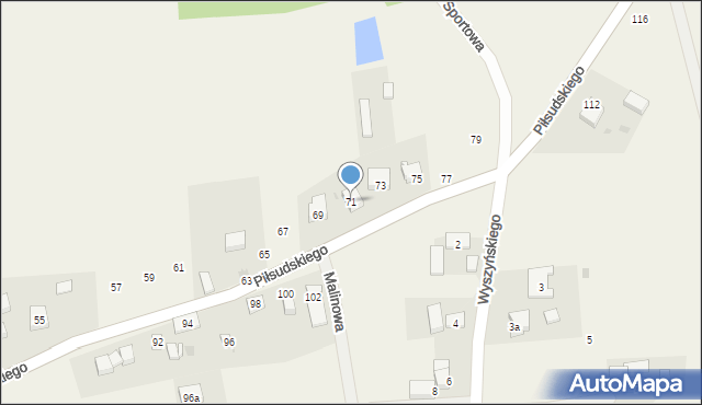 Osolin, Piłsudskiego Józefa, marsz., 71, mapa Osolin