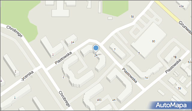 Ostróda, Piastowska, 2A, mapa Ostróda