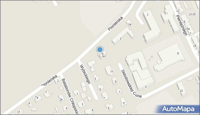 Ostróda, Pionierska, 5a, mapa Ostróda