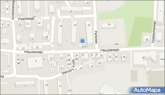 Ostrołęka, Piłsudskiego Józefa, marsz., 17, mapa Ostrołęka