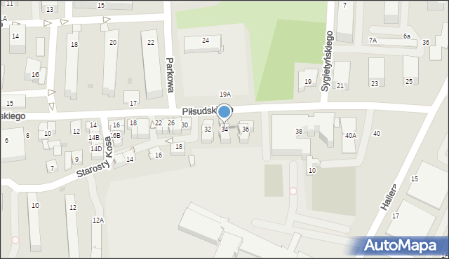 Ostrołęka, Piłsudskiego Józefa, marsz., 34, mapa Ostrołęka