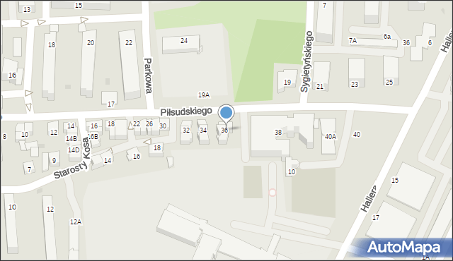 Ostrołęka, Piłsudskiego Józefa, marsz., 36A, mapa Ostrołęka