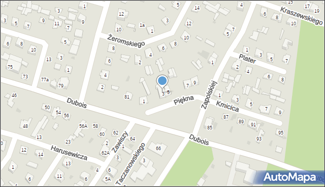 Ostrów Mazowiecka, Piękna, 3, mapa Ostrów Mazowiecka