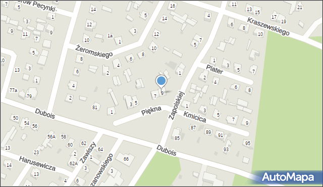 Ostrów Mazowiecka, Piękna, 9, mapa Ostrów Mazowiecka