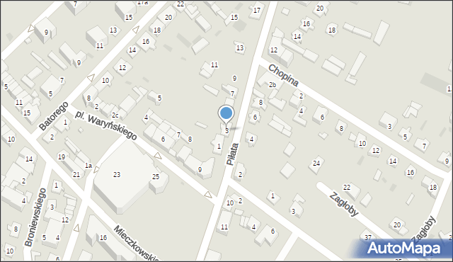 Ostrów Mazowiecka, Piłata Karola, płk., 3, mapa Ostrów Mazowiecka