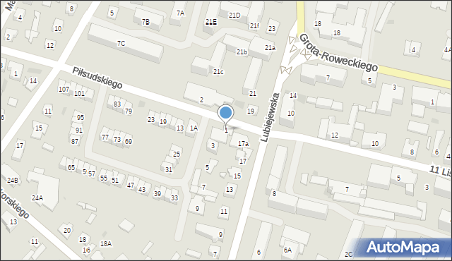 Ostrów Mazowiecka, Piłsudskiego Józefa, marsz., 1, mapa Ostrów Mazowiecka