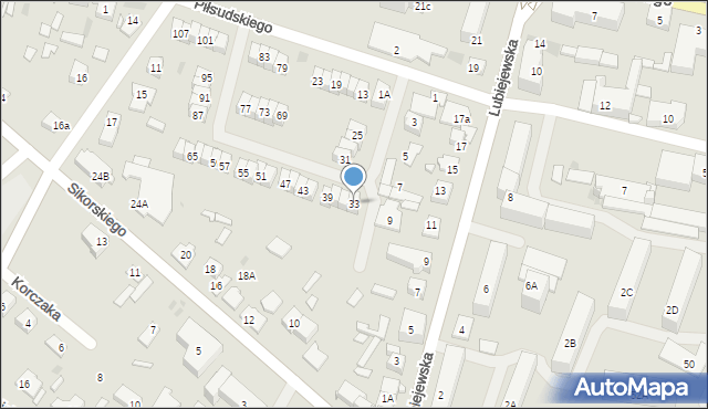 Ostrów Mazowiecka, Piłsudskiego Józefa, marsz., 33, mapa Ostrów Mazowiecka