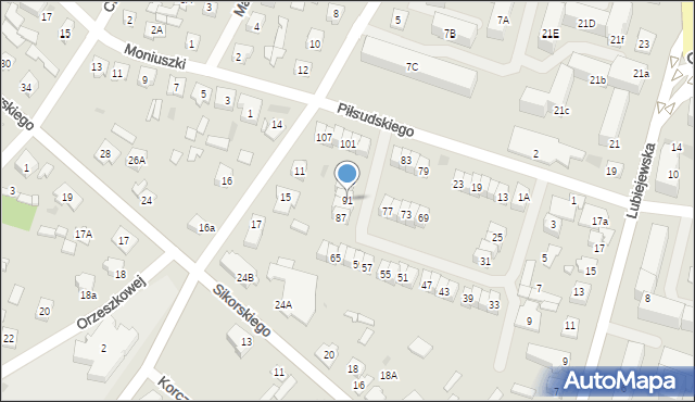 Ostrów Mazowiecka, Piłsudskiego Józefa, marsz., 91, mapa Ostrów Mazowiecka