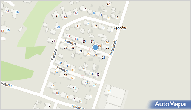 Ostrów Wielkopolski, Piesza, 25, mapa Ostrów Wielkopolski