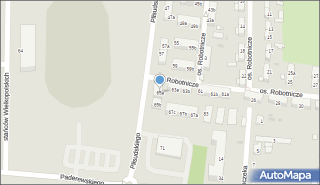 Ostrów Wielkopolski, Piłsudskiego Józefa, marsz., 65a, mapa Ostrów Wielkopolski