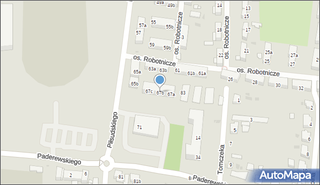 Ostrów Wielkopolski, Piłsudskiego Józefa, marsz., 67b, mapa Ostrów Wielkopolski