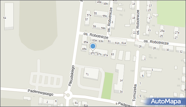 Ostrów Wielkopolski, Piłsudskiego Józefa, marsz., 67c, mapa Ostrów Wielkopolski