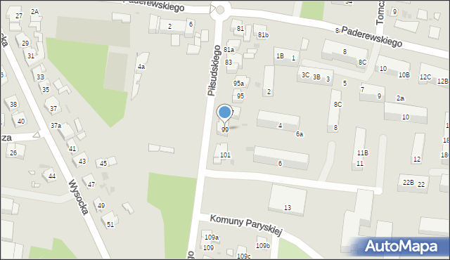 Ostrów Wielkopolski, Piłsudskiego Józefa, marsz., 99, mapa Ostrów Wielkopolski