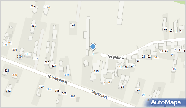 Ostrowsko, Pienińska, 1, mapa Ostrowsko