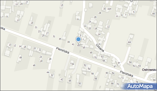 Ostrowsko, Pienińska, 43, mapa Ostrowsko